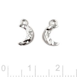 Vedh�ng, halvm�ne, uj�vn flade med 1 �je, s�lv, 9,5x5 mm, 2 stk