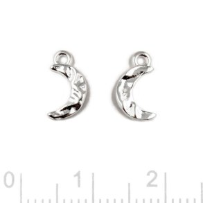 Anhang, Mondsichel, unebene Fl�che mit 1 �se, Silber, 9,5x5 mm, 2 St�ck