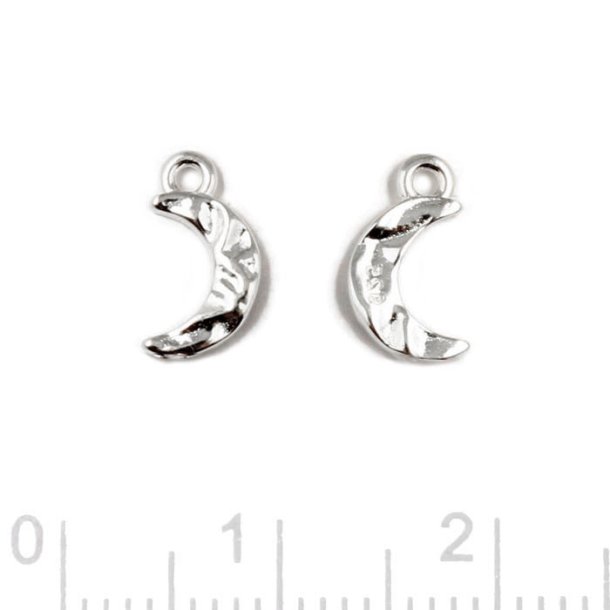 Vedh�ng, halvm�ne, uj�vn flade med 1 �je, s�lv, 9,5x5 mm, 2 stk