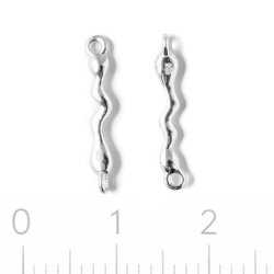 Mellemled, b�lget stav med 2 �jer, 925 sterlings�lv, 16,5x2 mm, 1 par