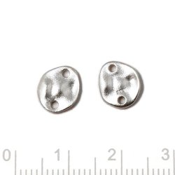 Zwischenstck, uneben, rund, matt, mit zwei Lchern, Sterlingsilber, 2 Stk