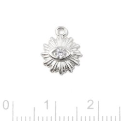 Anhnger, Sonne mit Augensymbol, flache Rckseite, 1 se, silber, 12x10x2 mm, 1 Stck