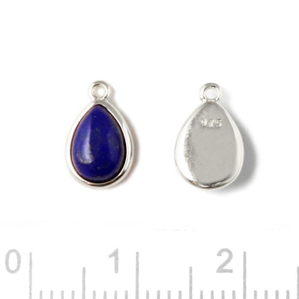 Pendant with blue Lapis lasuli, silver, 10x6.5mm, 1pcs