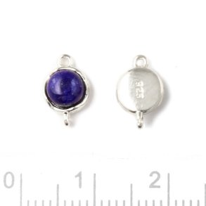 Zwischenglied,  blauer Lapis cabochon, rund, Silber, 10x6,5 mm, 1 Stk