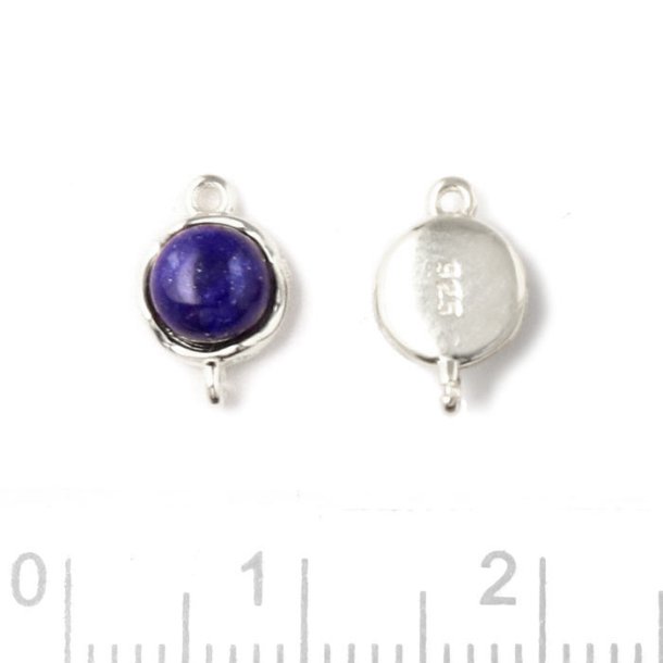 Link with blue Lapis cabochon, round, silver, 10x6.5mm, 1pc