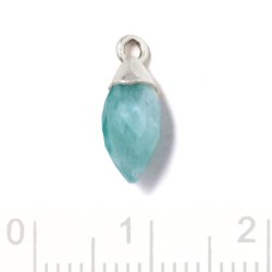 Anh&auml;nger, Tropfen mit &Ouml;se, Amazonit und Silber, 14x6 mm, 1 St&uuml;ck