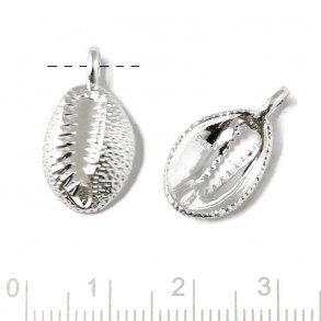 Pendant, Cowrie shell with loop, Sterling silver 20x11mm, 1pc