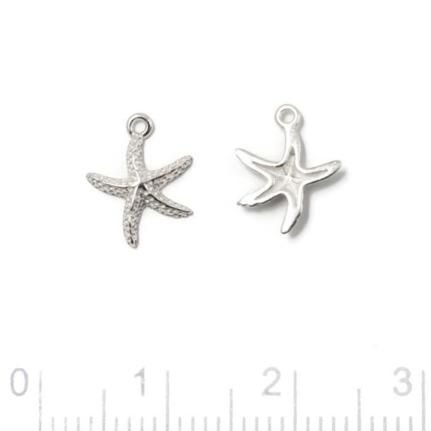 Pendant, starfish with loop, silver, small version, 10x8,5mm, 2pcs