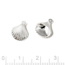 Anh&auml;nger, muschelform mit &Ouml;se, Silber, 12x10x3 mm, 1 Stk