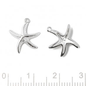 Pendant, starfish with loop, silver 15x13mm, 1pc