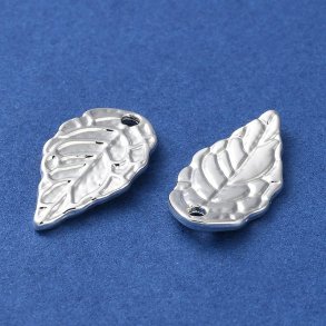 Blattanh�nger, silberfarbene Legierung, 16x8,5x1,3 mm, 6 St�ck