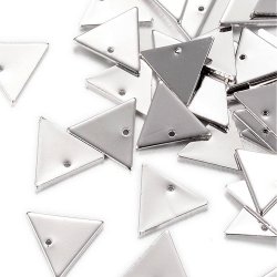 Dreieck mit Loch, versilbertes Messing, gl&auml;nzend, 14x12mm, 6 Stk.