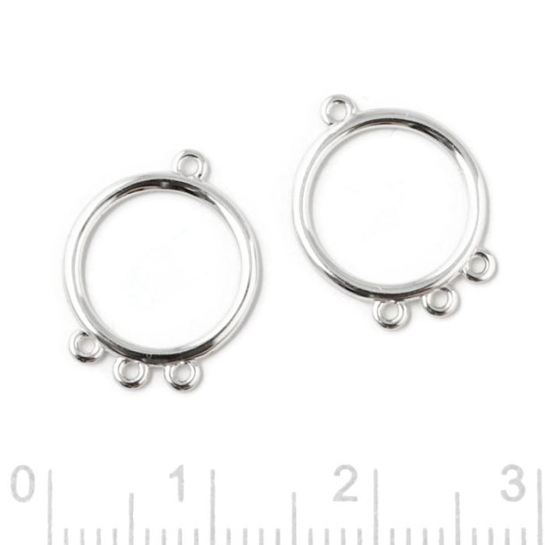 Circle pendant with 4 closed loops, Sterling silver, 15x12 mm, 2 pcs