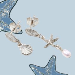 Zwischenglied, Seesteern mit 2 &Ouml;sen, kleine Variante Silber, 12x8,5 mm, 2 Stk