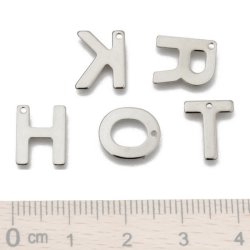 Buchstaben, Anh&auml;nger, gl&auml;nzend, dauerhafter Edelstahl, 11x12x0.8 mm, 1 Stk