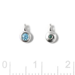 Anh&auml;nger, runder Zirkonia mit &Ouml;se, topasblau, Silber, 5x3x2mm, 2 Stk.