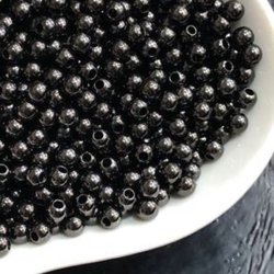 Keine Perle, schwarzes Messing, rund, 3 mm, 100 Stck