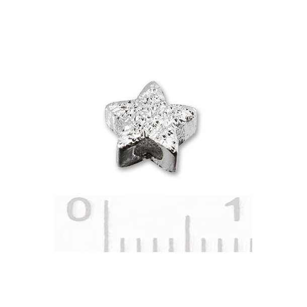 Sterling silver, small star with glittering sides, 5x2,2mm, 2pcs.