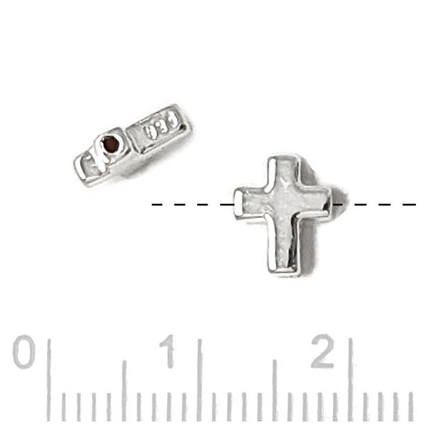 Kreuz, quergebohrte Perle, Sterlingsilber, 8x6,5x2 mm, 1 Stk.