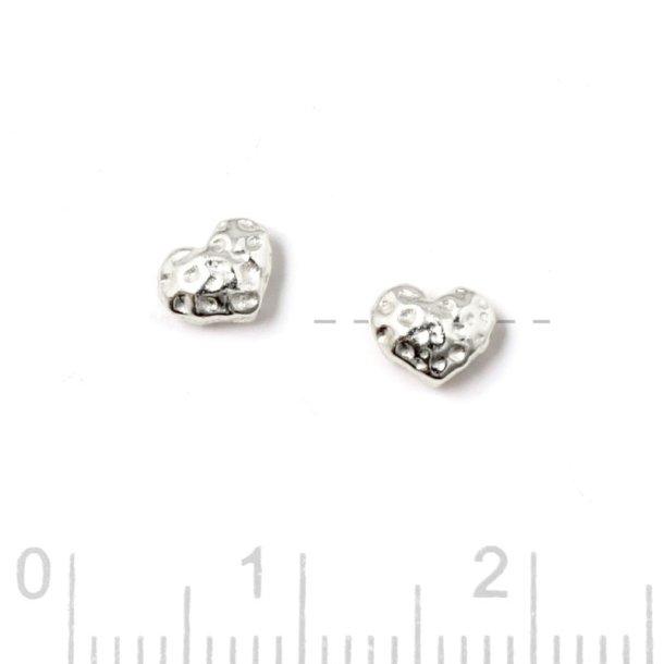 Small heart, bead with hammered surface, silver, 4,2x5,5 mm, 1 pc