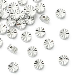 Flache, runde, facettierte Perle, platiniertes Messing, 5x3 mm, 6 St�ck