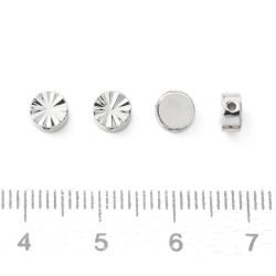Flache, runde, facettierte Perle, platiniertes Messing, 5x3 mm, 6 St�ck