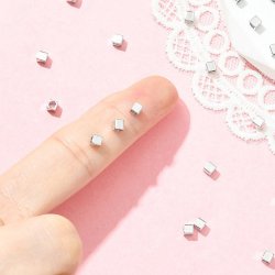 Square cubic bead, 18K platinum-plated brass, 3x3x3 mm, 10 pcs