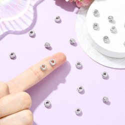 Perle mit ethnischem Muster, Rondelle, platiniertes messing, 7x4,5 mm, 6 Stck