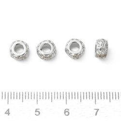 Perle mit ethnischem Muster, Rondelle, platiniertes messing, 7x4,5 mm, 6 Stck