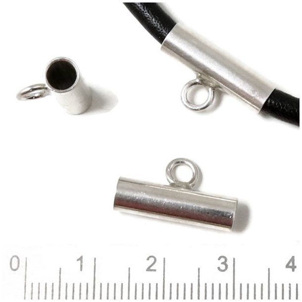 Straight tube with longitudinal loop, silver, 17x5mm, tube hole size 4mm, 1pc.