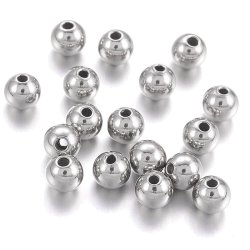 Kugeln, gl&auml;nzender Edelstahl, klein, durchbohrt, 4 mm, Loch 1,2 mm , 10 Stk.