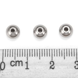 Kugeln, gl&auml;nzender Edelstahl, durchbohrt, 6 mm, Loch 1,5 mm , 2 Stk.