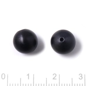 Perle aus schwarzem mattem Stahl. Durchbohrt, 10 mm, Lochgre 1,5 mm, 2 stk