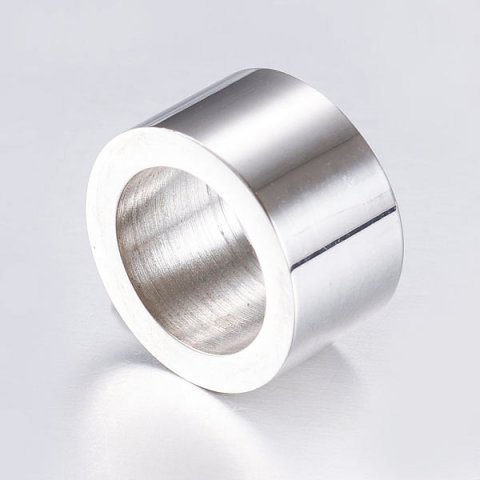 Simpel armbånds perle, rørformet, stål, 9x13 mm, 9 mm hul, 1 stk