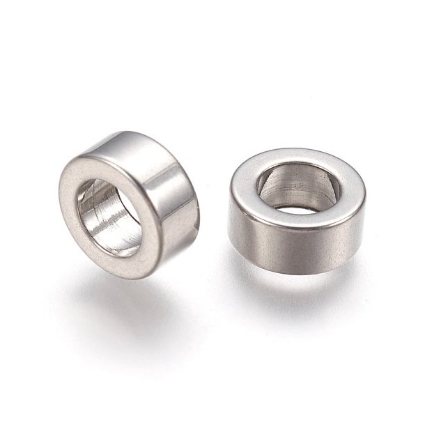 Simple tube ring bead, steel bead, simple, matte steel, 10x4mm, 6mm hole, 2pc.