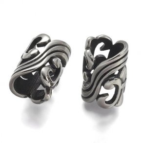 Rohrperle, Stahl, verziert, 20x12 mm, 8,5 mm Loch, 1 Stk.