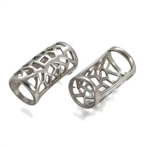 Rohrperle, Stahl, verziert, 22x11 mm, 10 mm Loch, 1 Stk.