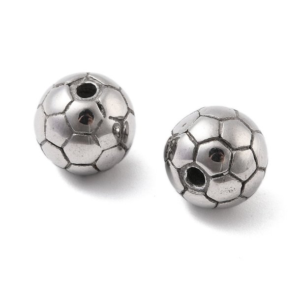 football, polished, solid stainless steel bead, 8,5x8 mm, 1 pc