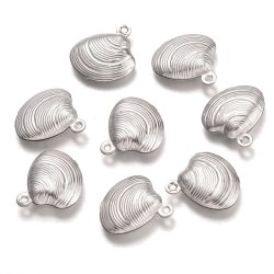 Muschel-Anh&auml;nger mit &Ouml;se, Stahl, 13,5x4,5 mm, 2 Stk