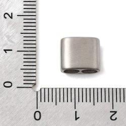 Schnurhalter, Perle mit 2 L�chern, mattierter Stahl, 10,5x9x5,5 mm, Loch: 4 mm, 1 Stck