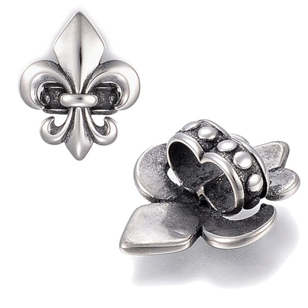 Bandring mit Fleur de Lis, oval, gl�nzender Edelstahl, 22,5x9,5 mm, 1 Stck