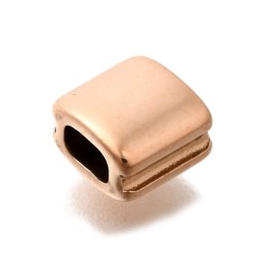 Square bead / locking bead, small, rose-gold, polished steel, 6x6.5x4 mm, 1 pc.