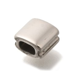 Viereckige Perle / Verschlussperle, klein, blanker Stahl, 6x6,5 mm, 1 Stck