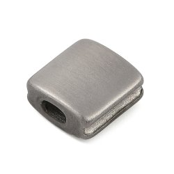 Viereckige Perle f�r gekn�pfte Armb�nder, mattierter Stahl,10x10x5 mm, 1 Stk