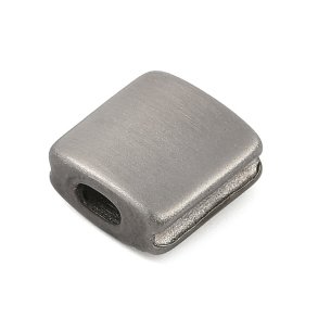 Square bead / locking bead for knotted bracelets, frosted steel,10x10x5mm, 1pc