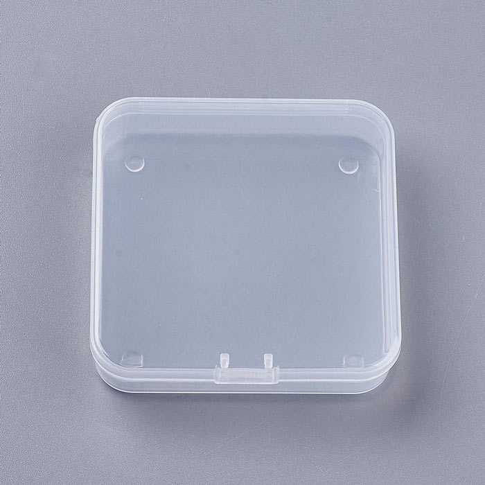 Kleine klare Kunststoffbox mit Klappdeckel, 1 Fach, 7x7x1,7 cm, 4 Stück