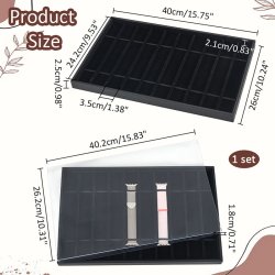 Displaybox mit klarem Kunststoffdeckel und 10 lnglichen Fchern, schwarz. 1 Stck.