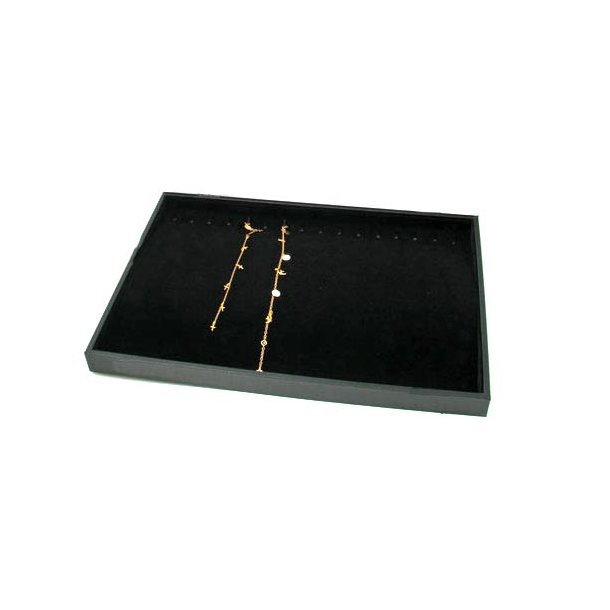 Display box with 20 hooks for bracelets or necklaces, black velour, 1pc.