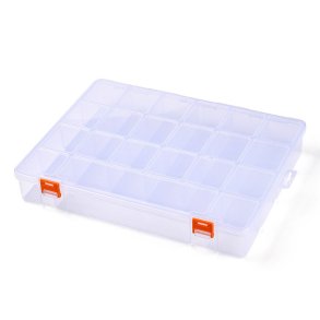 Large plastic bead assortment box with 21 fixed compartments, 32.5x25x5cm, 1 pc.