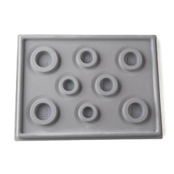 Perlenschale aus grauem Kunststoff, mit Kreisen zum einfachen Abmessen der Armb&auml;nder 35x26 cm